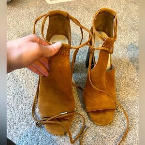 Suede block heel sandal